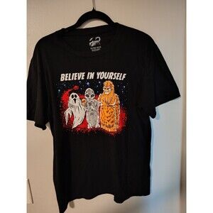Believe In Yourself" Cryptid Graphic Tee  Bigfoot Alien Ghost - Black Medium-Men
